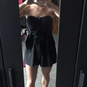 Black front tie romper